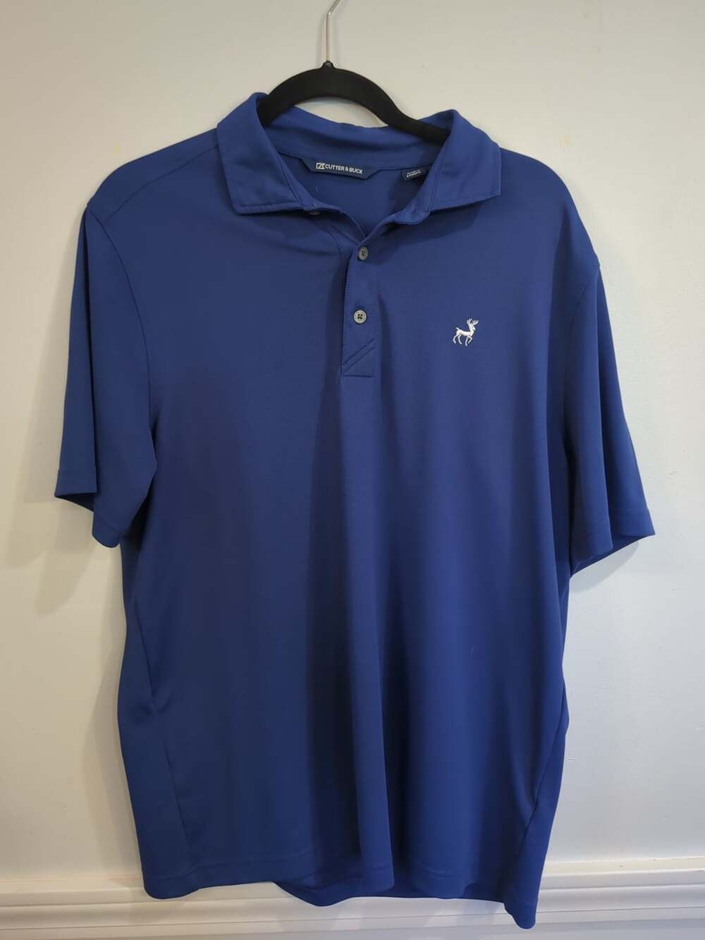 Cutter & Buck Golf Polo Shirt Size L Blue Deer Logo